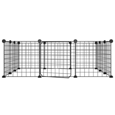 vidaXL 8-Panel Pet Cage with Door Black 35x35 cm Steel
