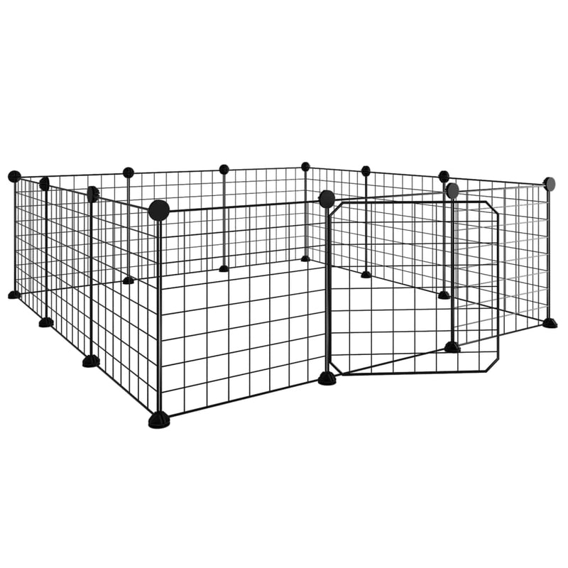vidaXL 8-Panel Pet Cage with Door Black 35x35 cm Steel