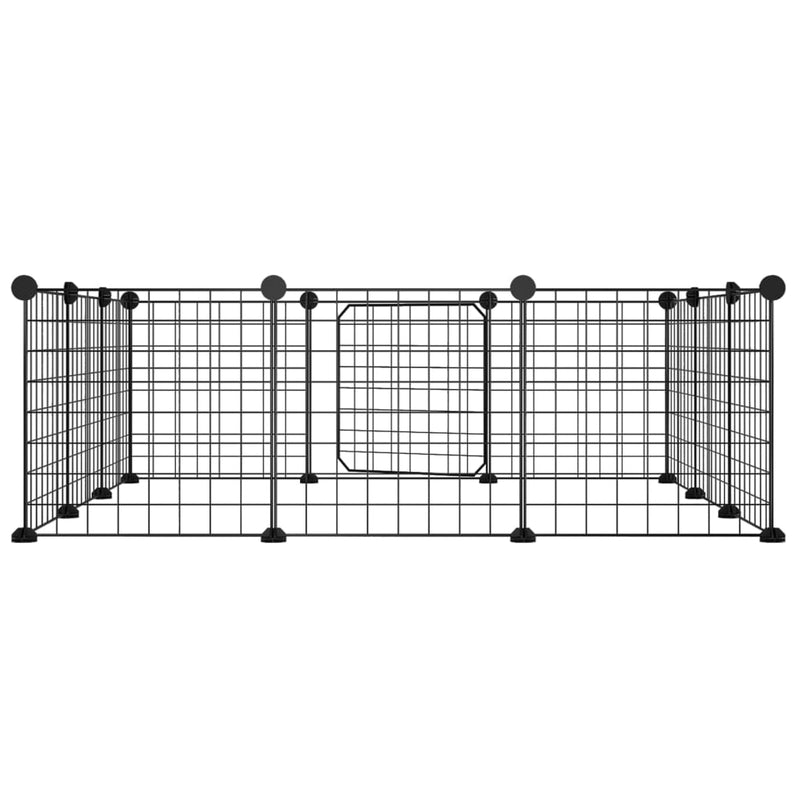 vidaXL 8-Panel Pet Cage with Door Black 35x35 cm Steel