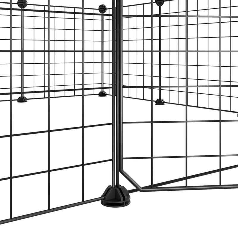 vidaXL 8-Panel Pet Cage with Door Black 35x35 cm Steel