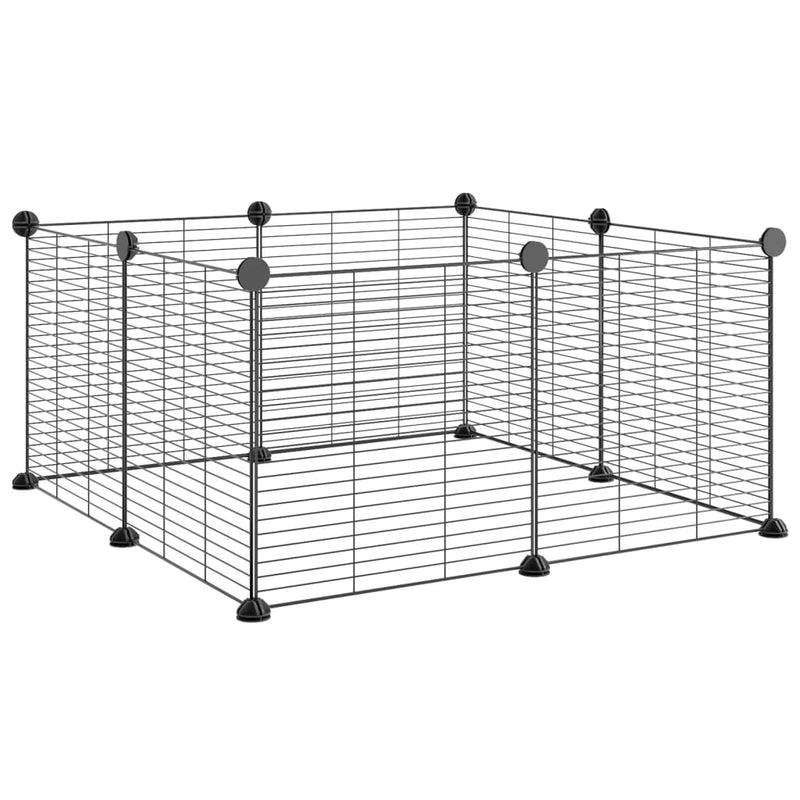 vidaXL 8-Panel Pet Cage Black 35x35 cm Steel