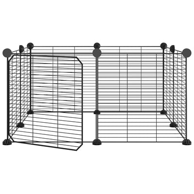 vidaXL 8-Panel Pet Cage with Door Black 35x35 cm Steel
