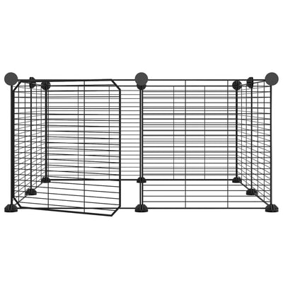 vidaXL 8-Panel Pet Cage with Door Black 35x35 cm Steel