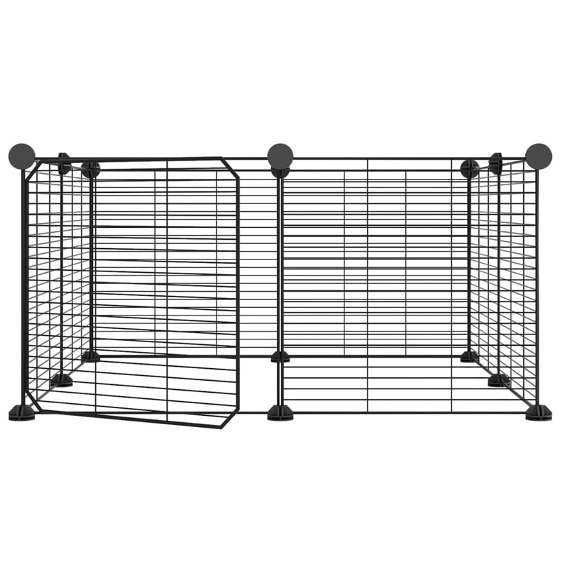 vidaXL 8-Panel Pet Cage with Door Black 35x35 cm Steel
