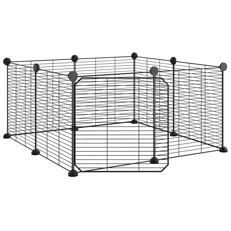 vidaXL 8-Panel Pet Cage with Door Black 35x35 cm Steel