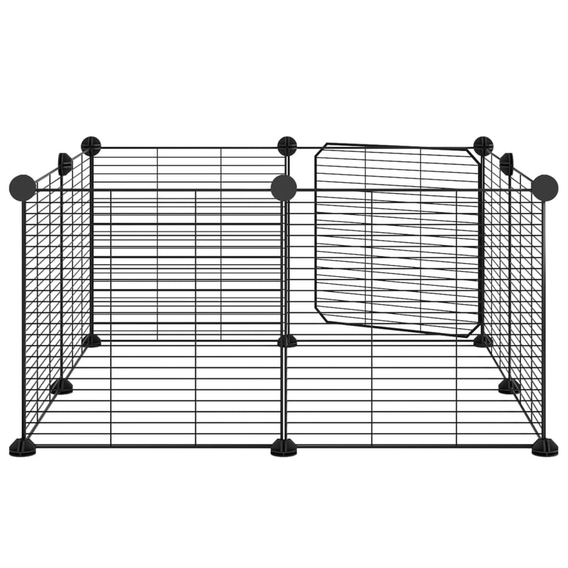 vidaXL 8-Panel Pet Cage with Door Black 35x35 cm Steel