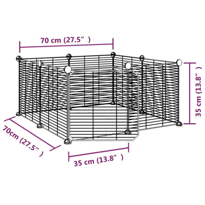 vidaXL 8-Panel Pet Cage with Door Black 35x35 cm Steel