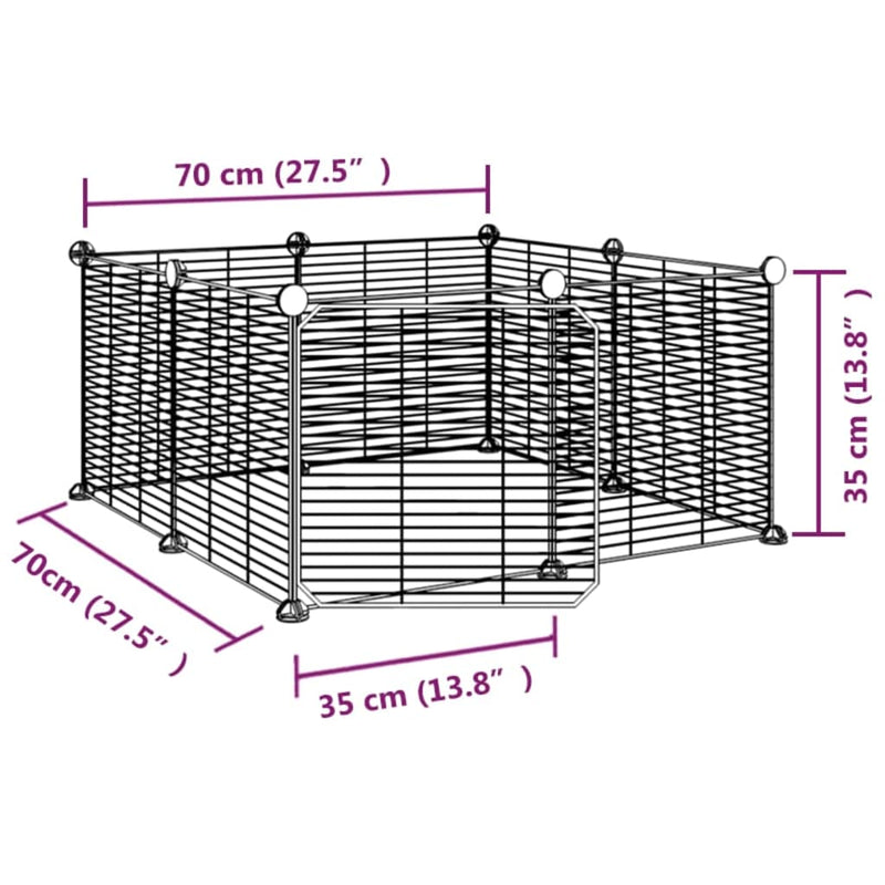 vidaXL 8-Panel Pet Cage with Door Black 35x35 cm Steel
