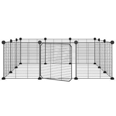 vidaXL 12-Panel Pet Cage with Door Black 35x35 cm Steel
