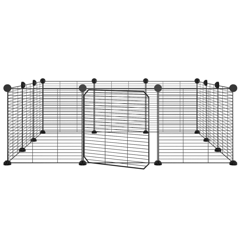 vidaXL 12-Panel Pet Cage with Door Black 35x35 cm Steel