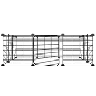 vidaXL 12-Panel Pet Cage with Door Black 35x35 cm Steel