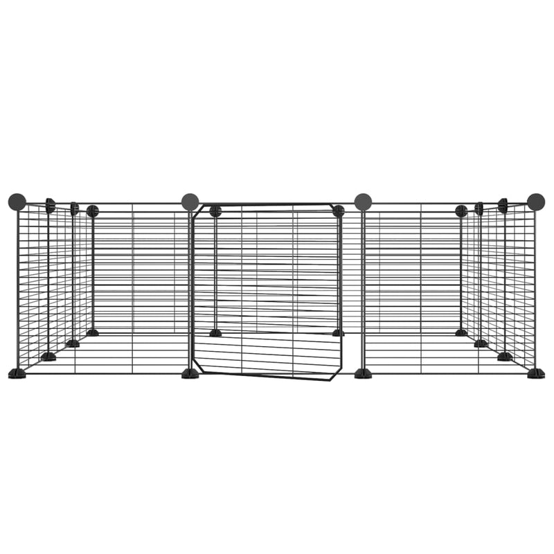 vidaXL 12-Panel Pet Cage with Door Black 35x35 cm Steel
