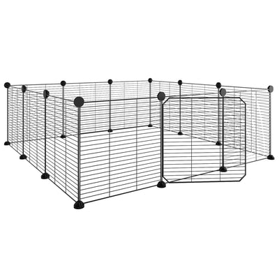 vidaXL 12-Panel Pet Cage with Door Black 35x35 cm Steel