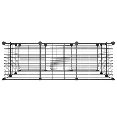 vidaXL 12-Panel Pet Cage with Door Black 35x35 cm Steel