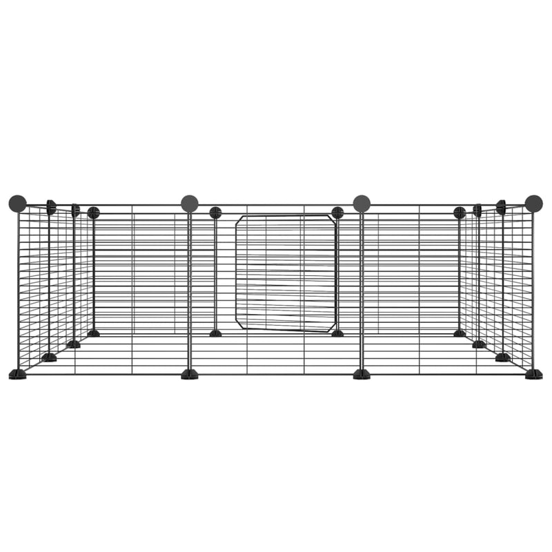 vidaXL 12-Panel Pet Cage with Door Black 35x35 cm Steel