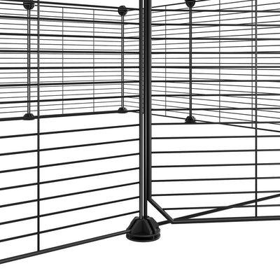 vidaXL 12-Panel Pet Cage with Door Black 35x35 cm Steel