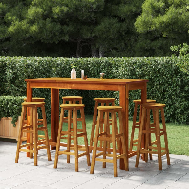 vidaXL Bar Stools 8 pcs Solid Wood Acacia