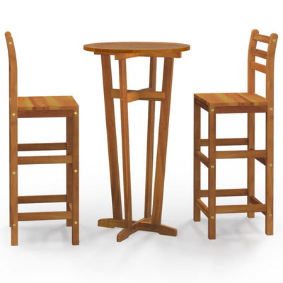 vidaXL 3 Piece Garden Bar Set Solid Wood Acacia