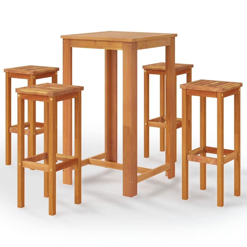 vidaXL 5 Piece Garden Bar Set Solid Wood Acacia