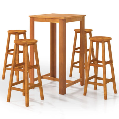 vidaXL 5 Piece Garden Bar Set Solid Wood Acacia