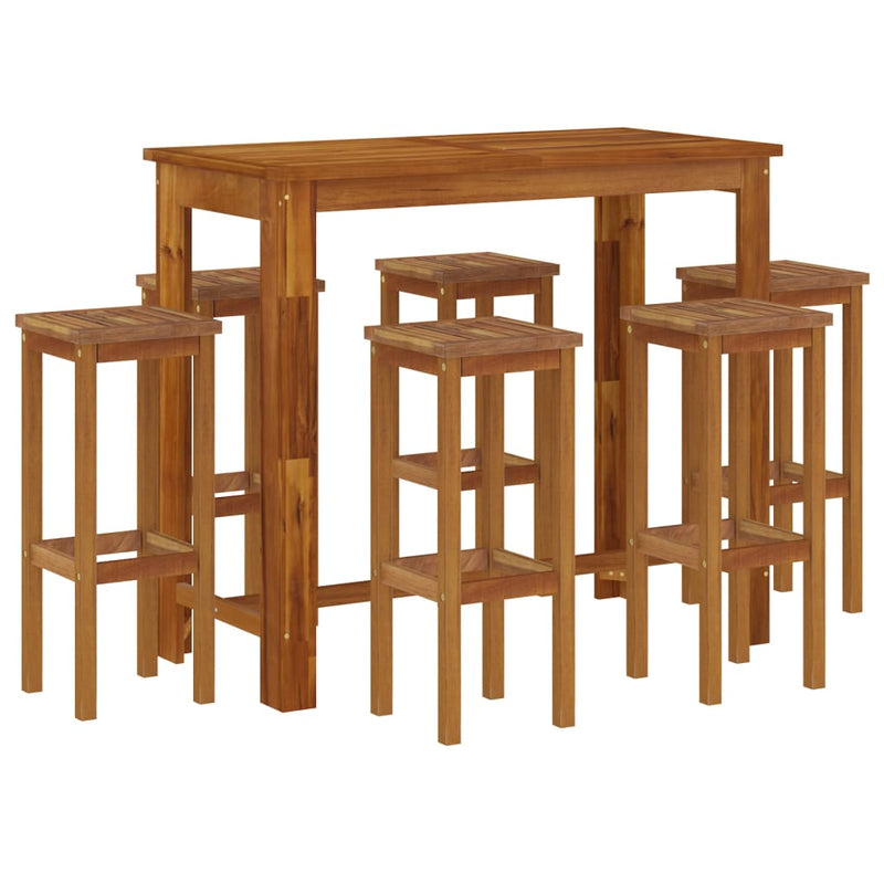 vidaXL 7 Piece Garden Bar Set Solid Wood Acacia
