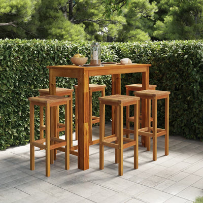vidaXL 7 Piece Garden Bar Set Solid Wood Acacia