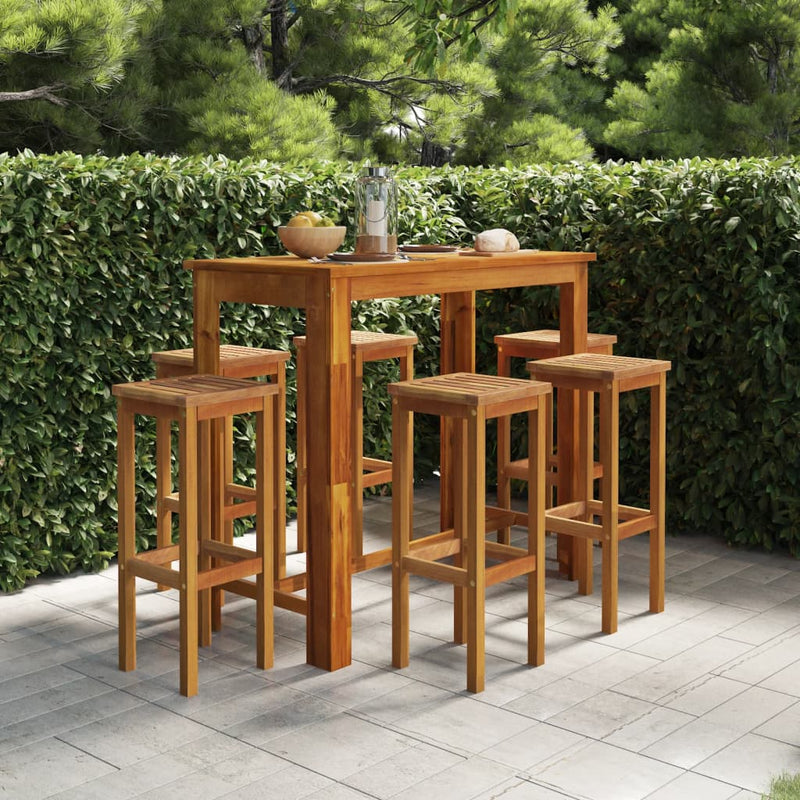 vidaXL 7 Piece Garden Bar Set Solid Wood Acacia