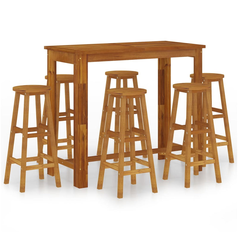 vidaXL 7 Piece Garden Bar Set Solid Wood Acacia