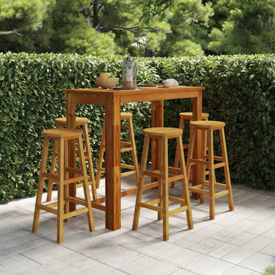 vidaXL 7 Piece Garden Bar Set Solid Wood Acacia