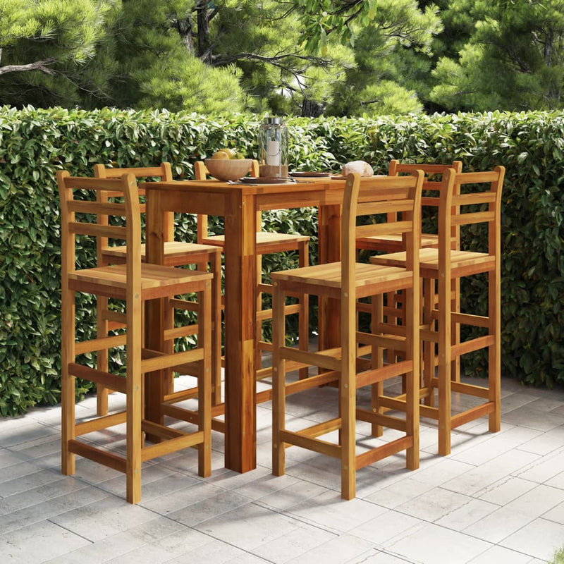 vidaXL 7 Piece Garden Bar Set Solid Wood Acacia