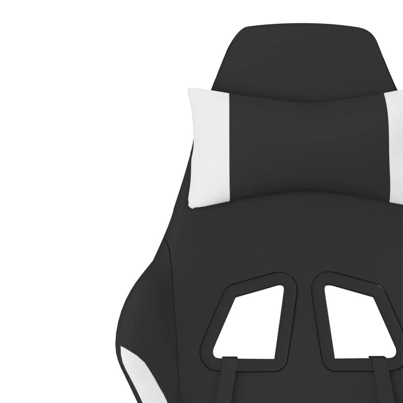 vidaXL Massage Gaming Chair with Footrest Black and White Fabric