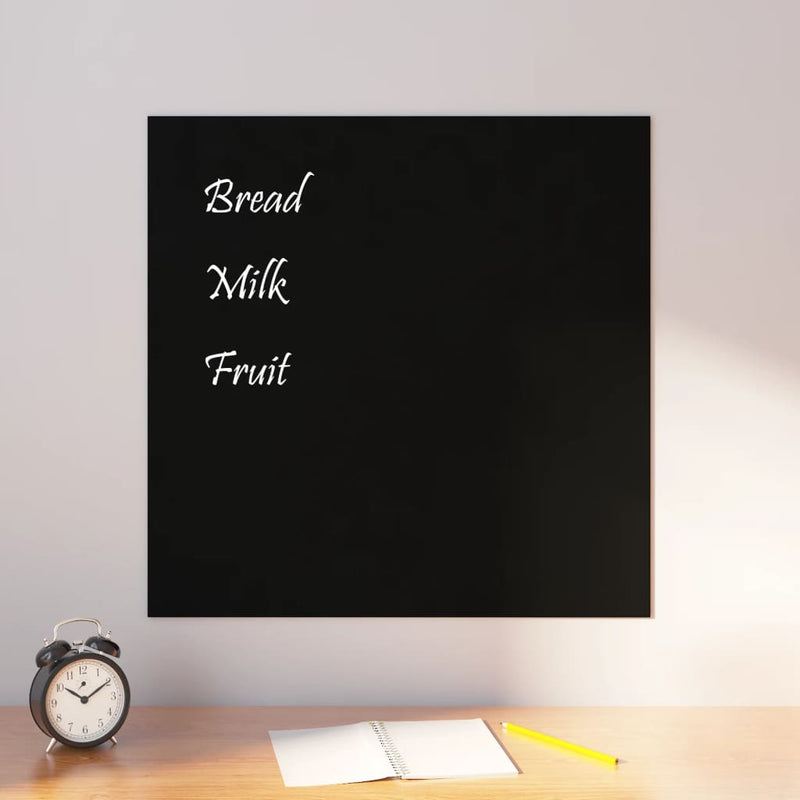 vidaXL Wall-mounted Magnetic Board Black 40x40 cm Tempered Glass