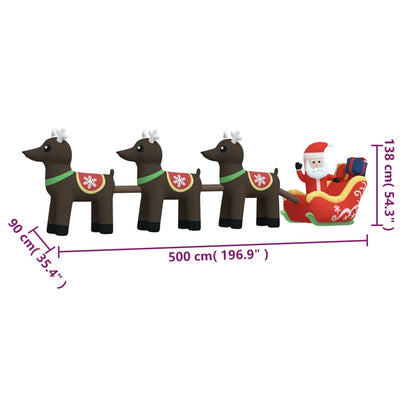 vidaXL Christmas Inflatable Santa and Reindeer Decoration LED 138 cm
