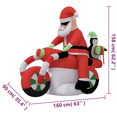 vidaXL Christmas Inflatable Santa on Motorcycle LED 158 cm