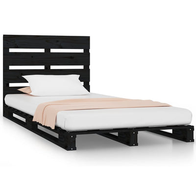 vidaXL Bed Frame without Mattress Black 100x200 cm Solid Wood Pine