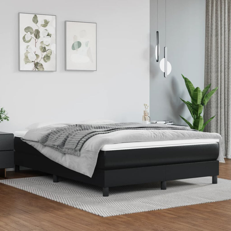 vidaXL Pocket Spring Bed Mattress Black 152x203x20 cm Queen Faux Leather
