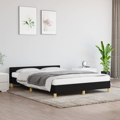 vidaXL Bed Frame without Mattress Black Queen Fabric