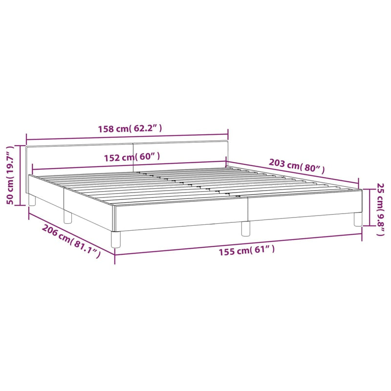 vidaXL Bed Frame without Mattress Black Queen Fabric
