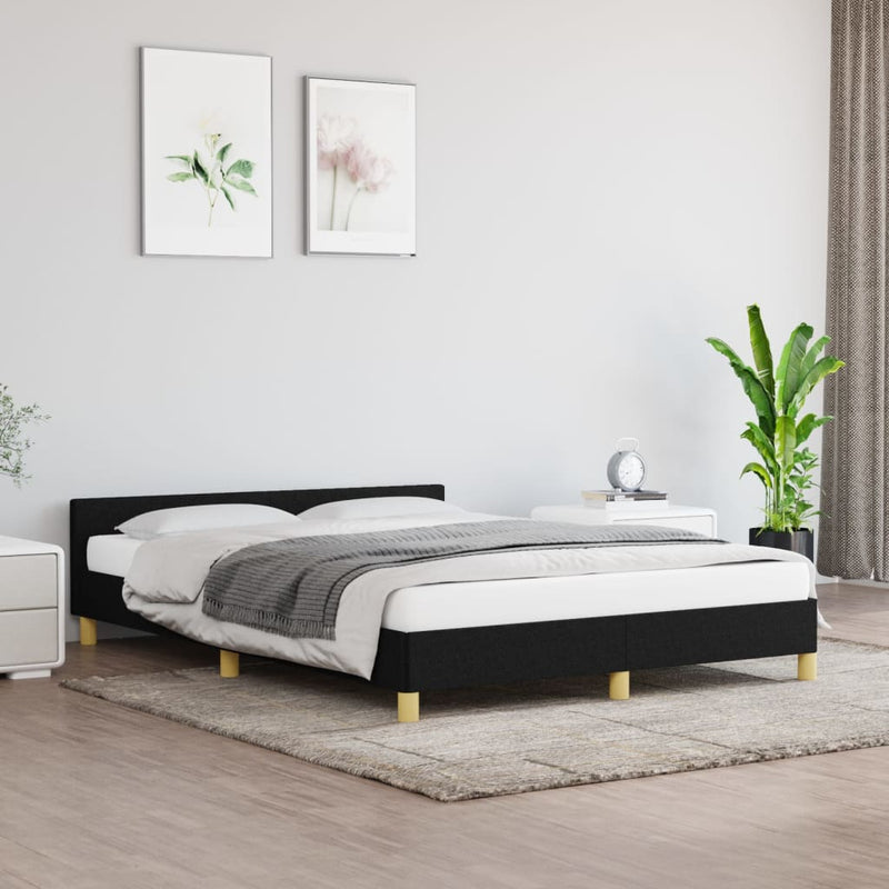 vidaXL Bed Frame without Mattress Black Queen Fabric