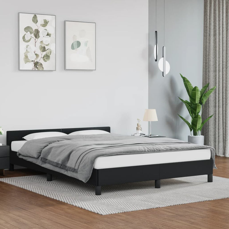 vidaXL Bed Frame without Mattress Black Queen Faux Leather