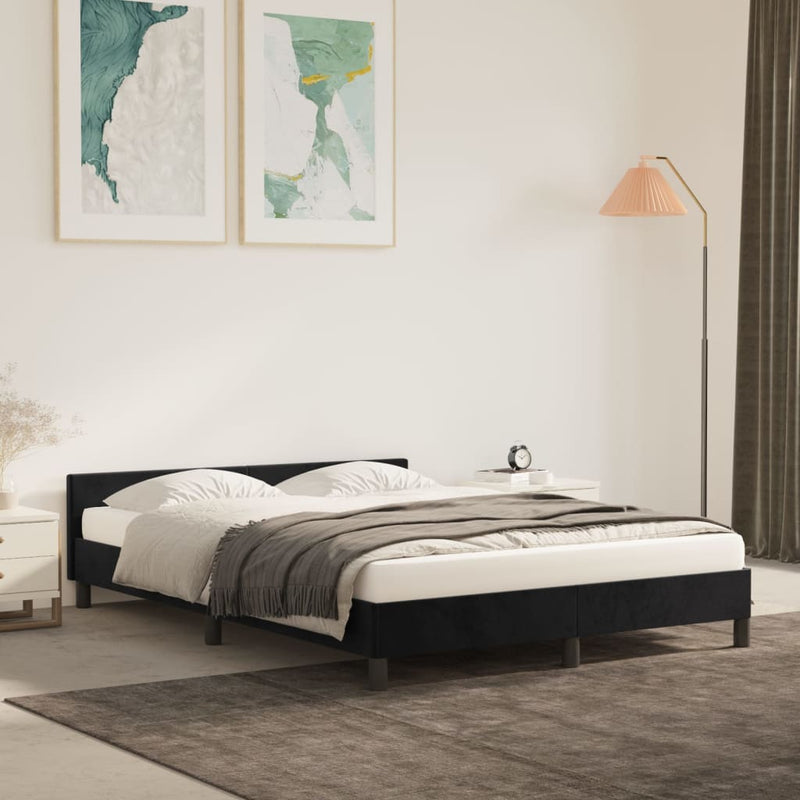 vidaXL Bed Frame without Mattress Black Double Velvet