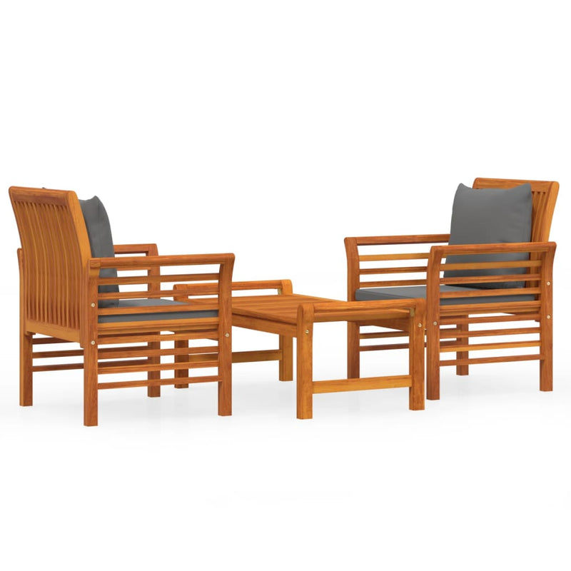 vidaXL 3 Piece Garden Lounge Set with Cushions Solid Wood Acacia