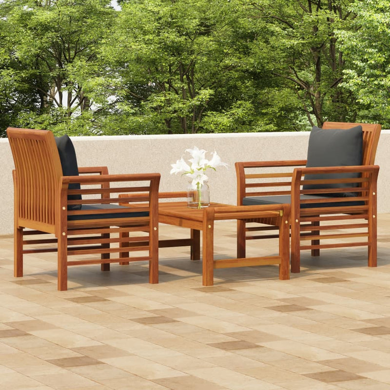 vidaXL 3 Piece Garden Lounge Set with Cushions Solid Wood Acacia