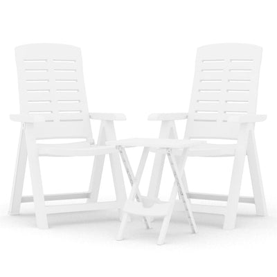 vidaXL 3 Piece Garden Dining Set White Polypropylene