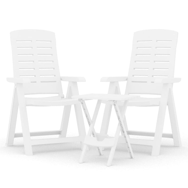 vidaXL 3 Piece Garden Dining Set White Polypropylene
