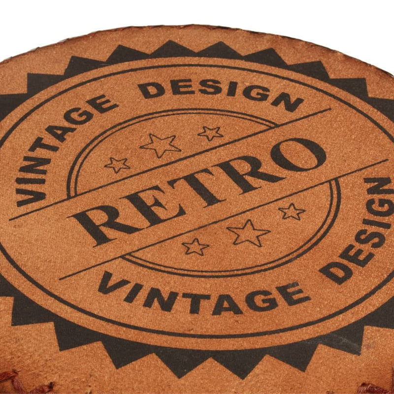 vidaXL Bar Stools 2 pcs Real Leather and Solid Wood Acacia