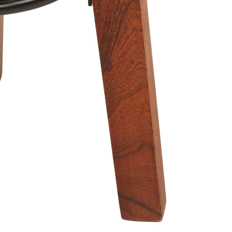 vidaXL Bar Stools 2 pcs Real Leather and Solid Wood Acacia