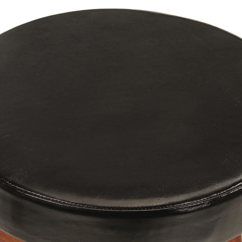 vidaXL Bar Stools 2 pcs Real Leather and Solid Wood Acacia
