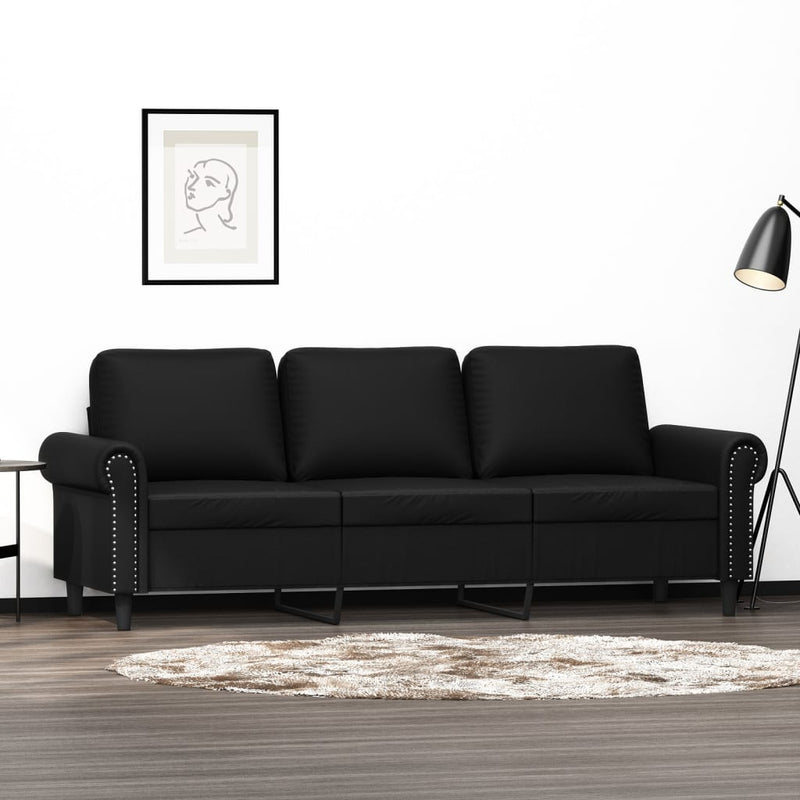 vidaXL 3-Seater Sofa Black 180 cm Faux Leather
