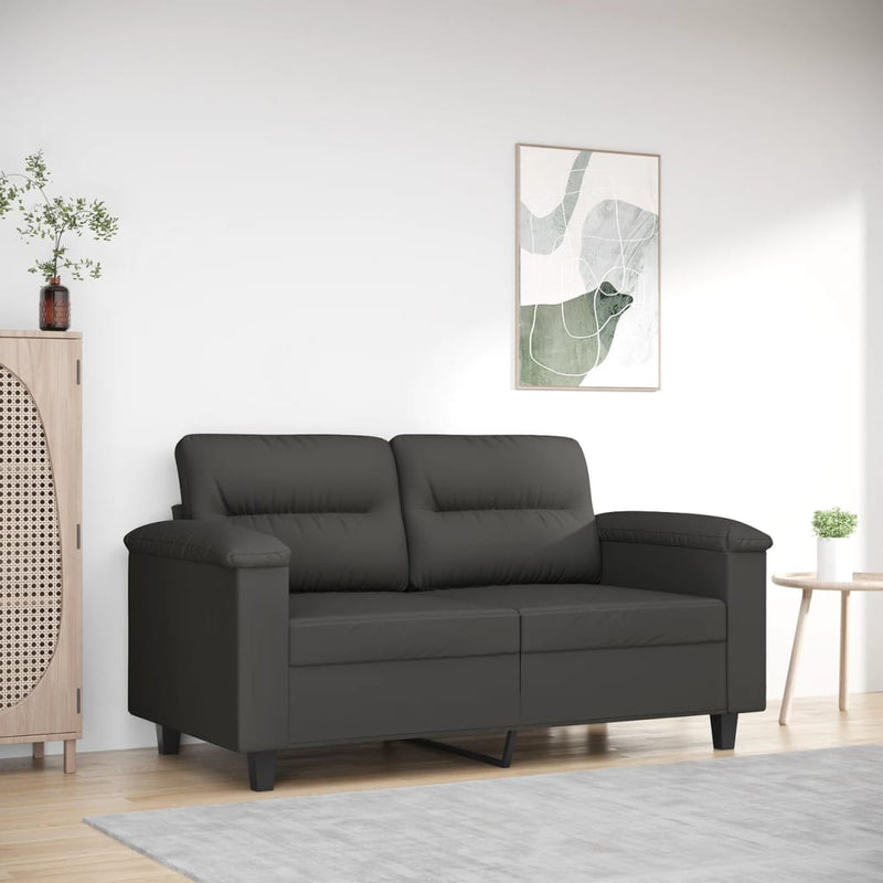 vidaXL 2-Seater Sofa Dark Grey 140 cm Microfibre Fabric